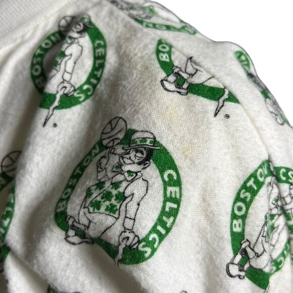 Vintage Boston Celtics All-Over Print Polo Dress Nightshirt USA Cotton L 90s - Picture 10 of 16